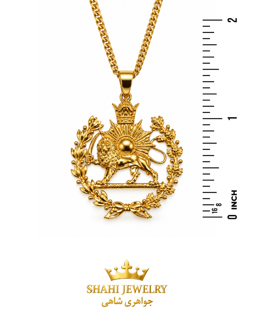 18k Persian Lion & Sun Gold Pendant