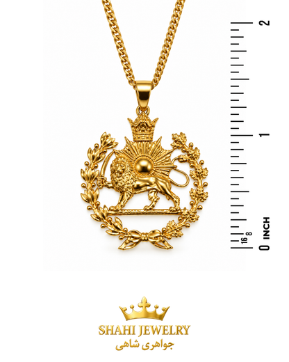 18k Persian Lion & Sun Gold Pendant