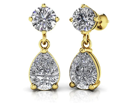 Alluring Round And Pear Shaped Lab Grown Diamonds Drop