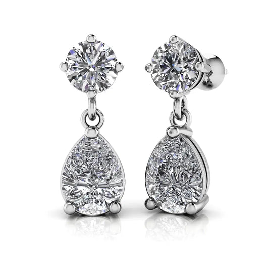 Alluring Round And Pear Shaped Lab Grown Diamonds Drop