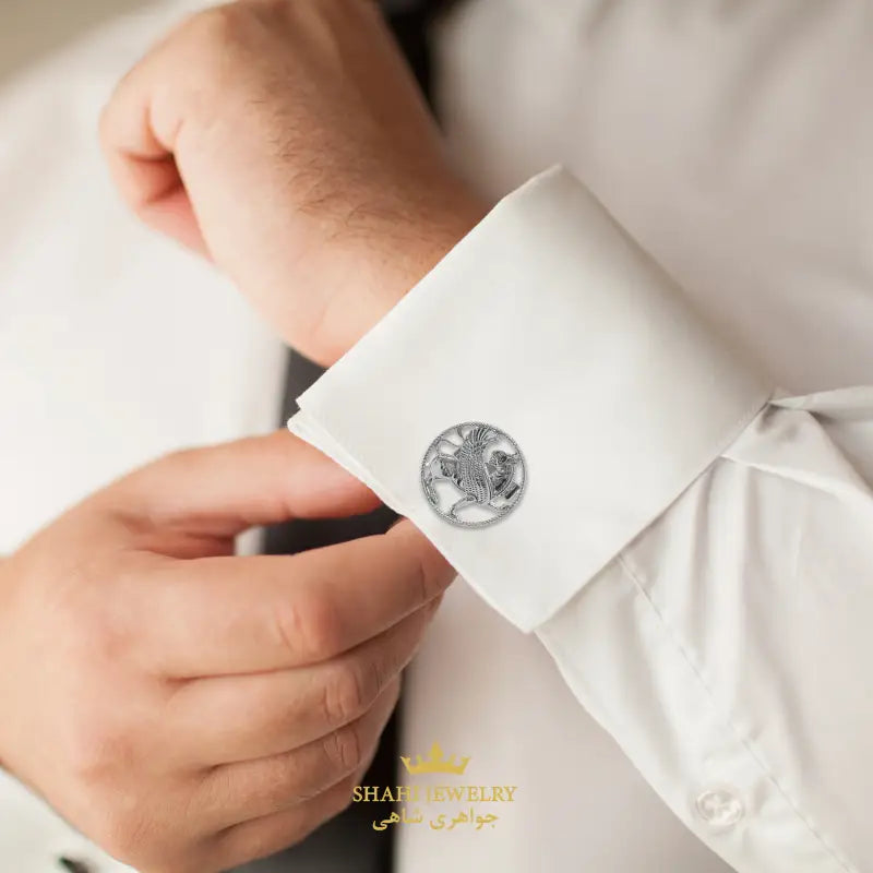 Ancient Persian Winged Lion Cufflinks in 925 Silver