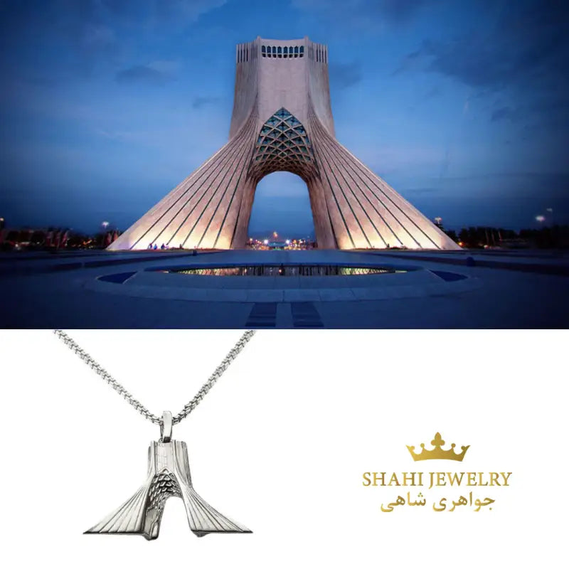 AZADI TOWER Pendant Persian Style jewelry 925 Silver gold