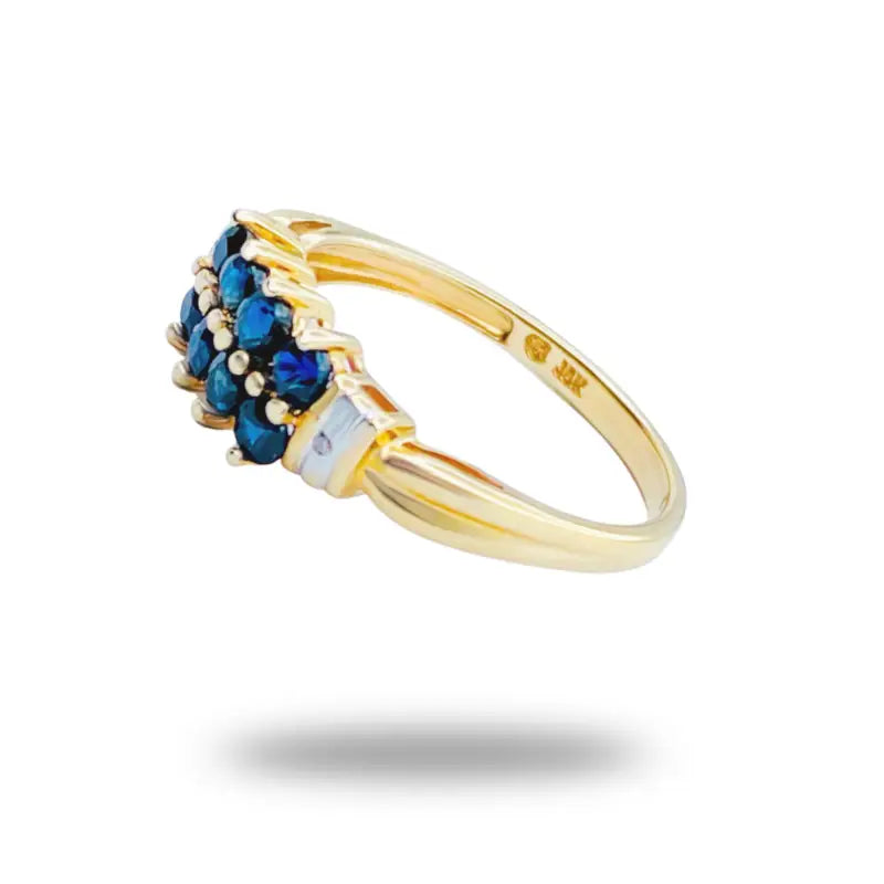 Beautiful 10k Sapphire and Diamond Yellow and White Gold