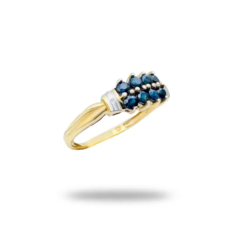 Beautiful 10k Sapphire and Diamond Yellow and White Gold