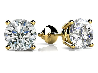 Classic Four Prong Diamond Studs In 14K or 18K Yellow