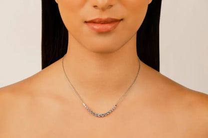 Classic Graduated Gold Tennis Necklace With Chain - DIAMOND