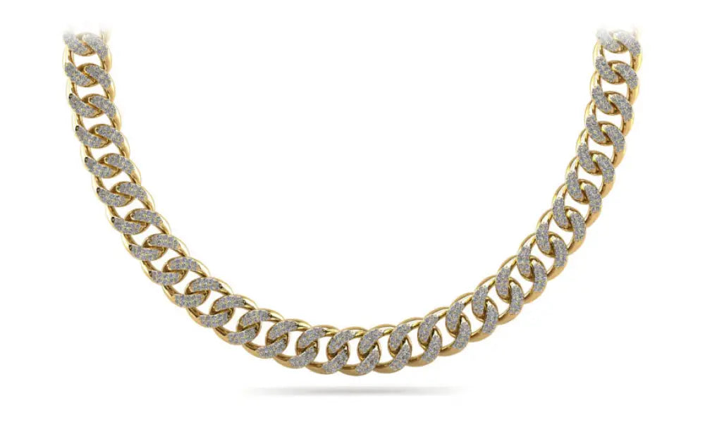 Stunning Cuban Link Graduated Diamond Necklace in 14K