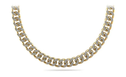 Stunning Cuban Link Graduated Diamond Necklace in 14K