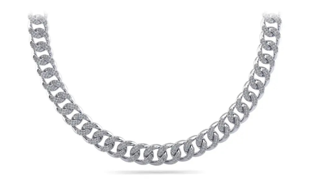 Stunning Cuban Link Graduated Diamond Necklace in 14K