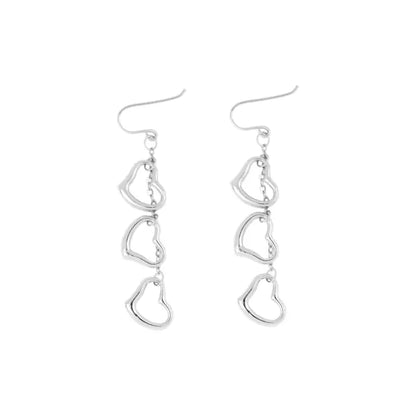 Heart Earrings 10K White Gold Dangling Ladies Best Gift