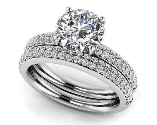 Dazzling Four Row Lab Grown Round Diamond Engagement Ring