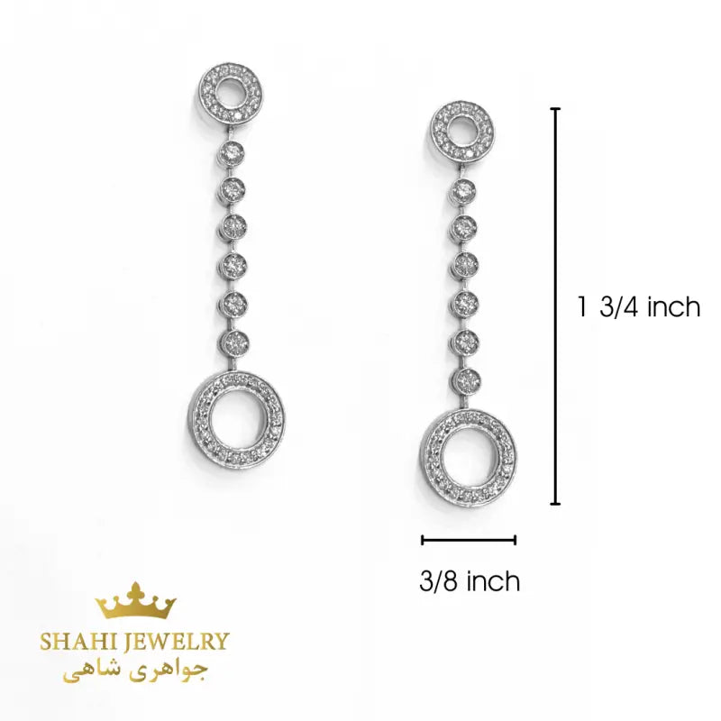 Diamond Drop Earrings in Ladies 14K White Gold - Diamond