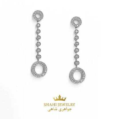 Diamond Drop Earrings in Ladies 14K White Gold - Diamond