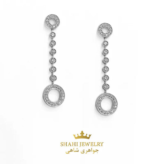 Diamond Drop Earrings in Ladies 14K White Gold - Diamond