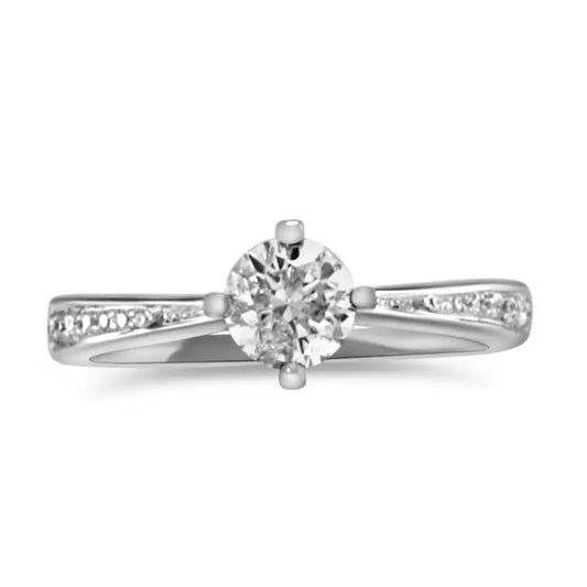 Diamond Engagement Ring in 18K White Gold For Her - Gold