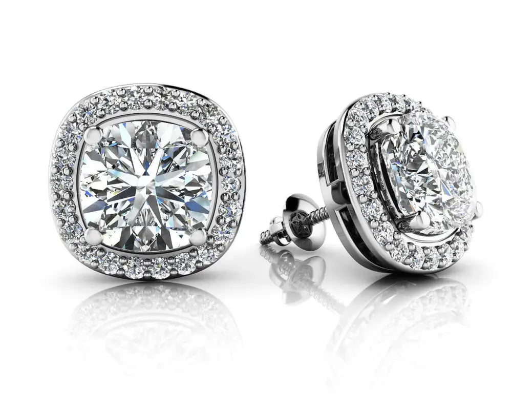 Ravishing Cushion Cut Diamond Studs In 18K or 14K Yellow