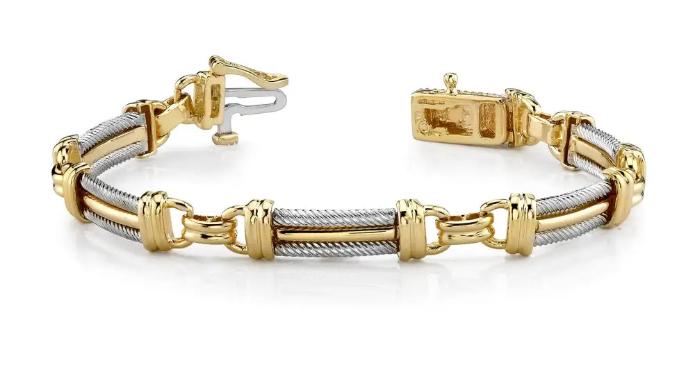 Double Link Men’s Cable Bracelet In 14K & 18K White