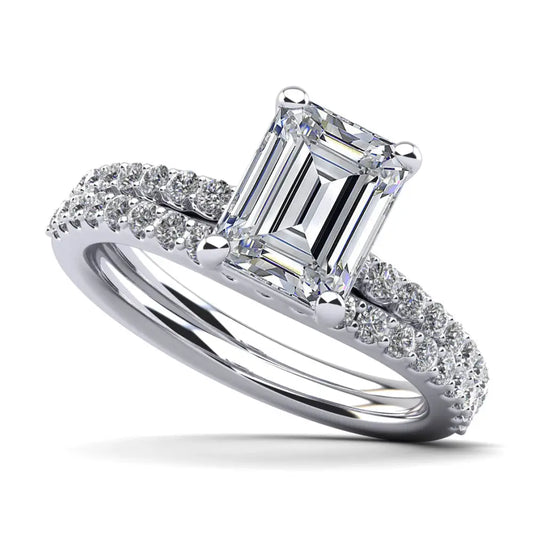 Emerald Dream Lab Grown Diamond Bridal Set - 14K White Gold