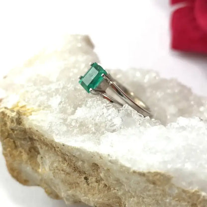 Emerald Ring In 14K White Gold - women’s jewelry