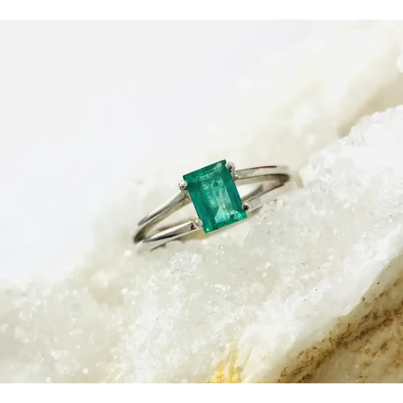 Emerald Ring In 14K White Gold - women’s jewelry