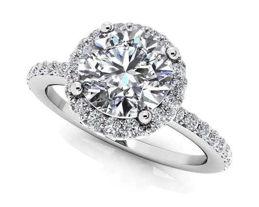 Enchanting Halo Lab Grown Diamond Engagement Ring - 14K