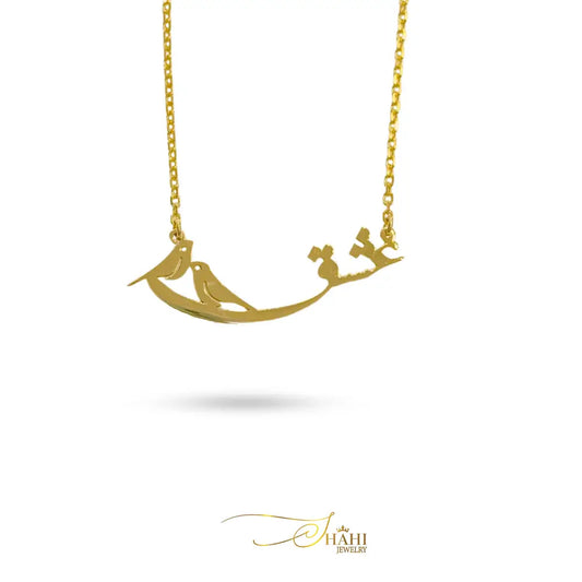 Eshgh (Love) & Birds Necklace Persian Necklace in 18K