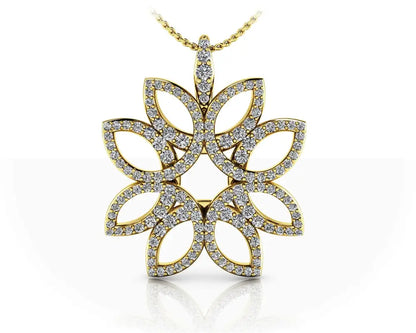 Exotic Flower Diamond Pendant Available In 14K and 18K