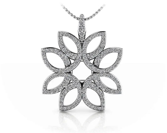 Exotic Flower Diamond Pendant Available In 14K and 18K