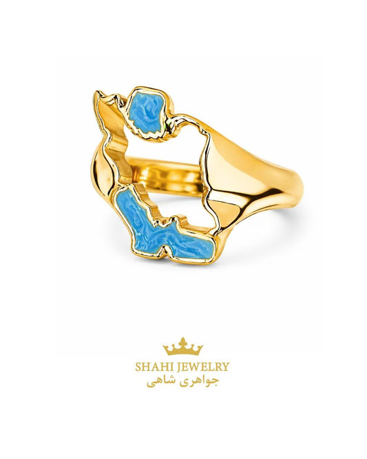 18K Gold Persian Map Ring