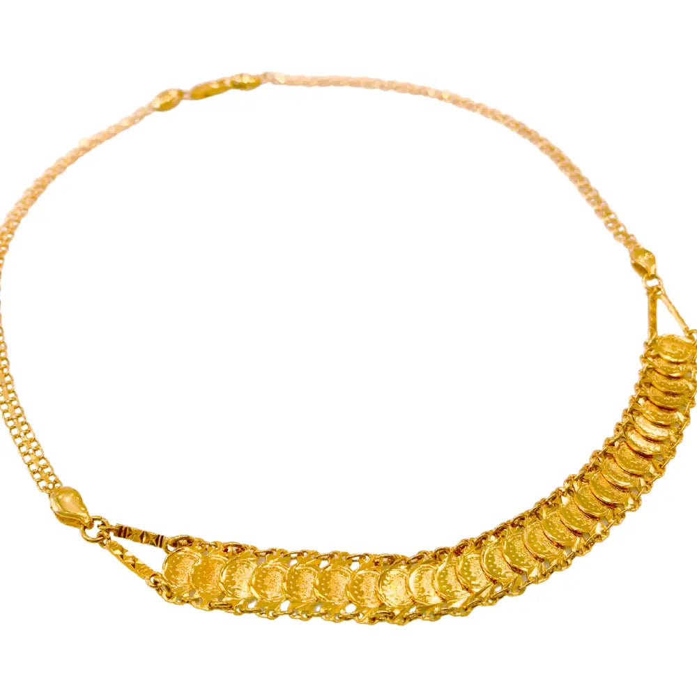 Ladies coin necklace in 18k yellow gold - NECKLACE