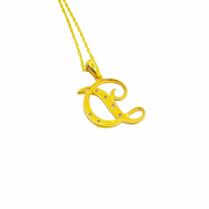 Letter D Initial 10K Yellow Gold Dazzling Diamond Necklace