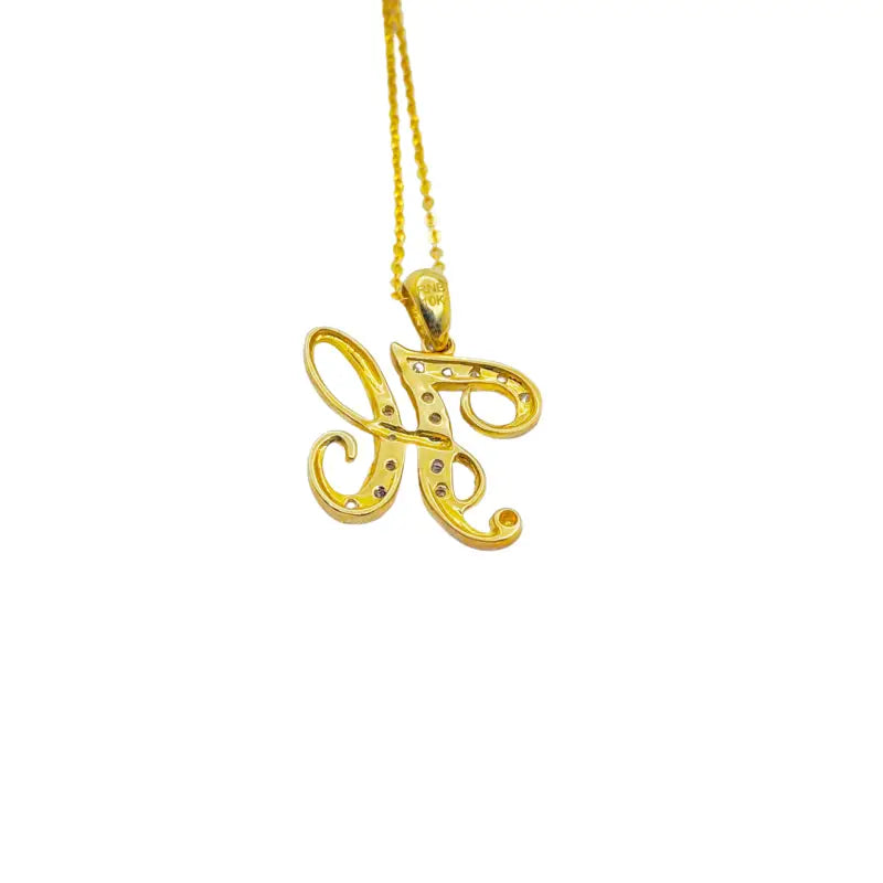 Letter H Initial Dainty Necklace 10K Yellow Gold Dazzling