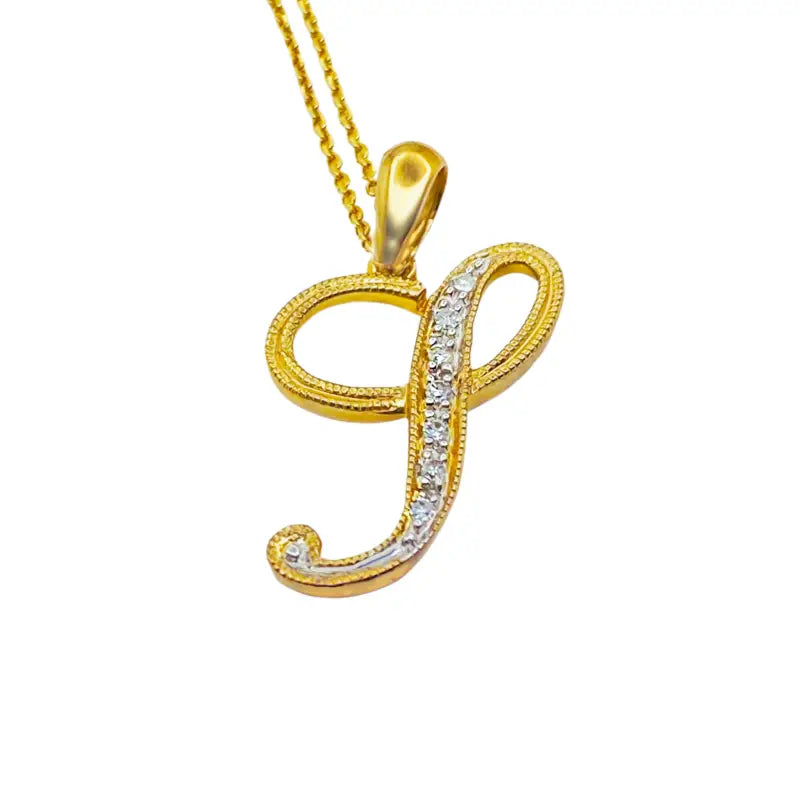 letter J Initial necklace with Diamonds Dainty & Dazzling