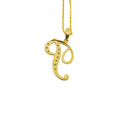 Letter P Initial 10K Yellow Gold Dazzling Diamond Dainty