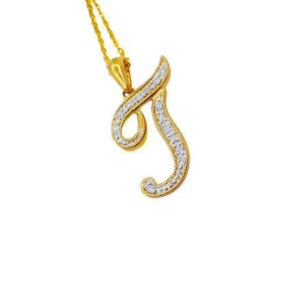 Letter T Initial Necklace With Diamonds Dainty & Dazzling in