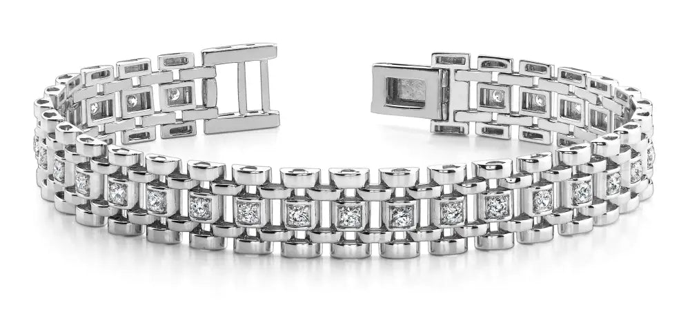 Men’s Diamond Link Bracelet Available In 14K 18K White