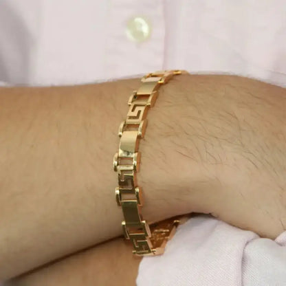 Men’s Chunky Link Solid Gold Bracelet in 18k Yellow Gold -