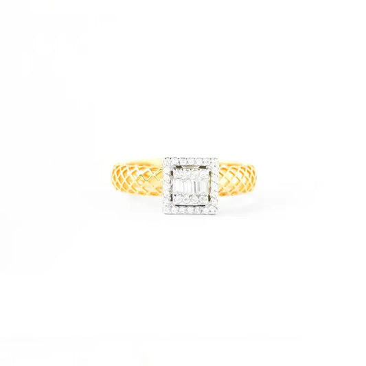 2 Tone White & Rose 18K Gold Statement Ring with Cubic