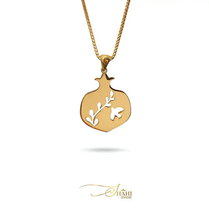Peace & Love Pomegranate Pendant in 18K Yellow Gold