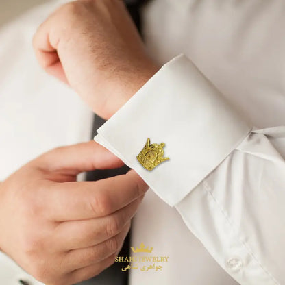 Persian Style Royal Crown (Arya Mehr) Cufflinks in 925