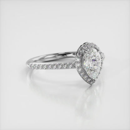 Romantic Pear Shaped With Halo, Lab Grown Diamond Ring