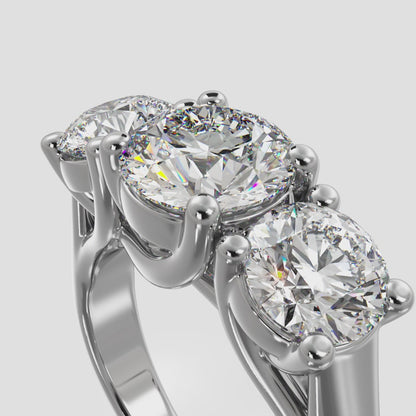 Three Stone Swirl Lab Grown Diamond Engagement Ring Available in 14k or 18k White/Yellow gold. 4ct