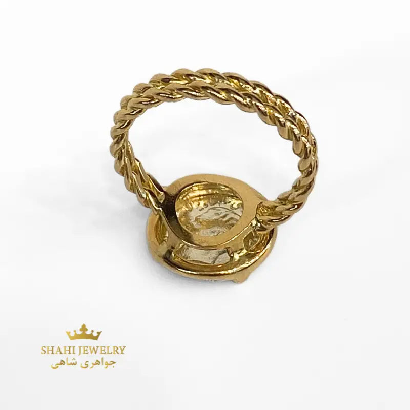 Replica Pahlavi Coin Ring in 18k Yellow Gold Band