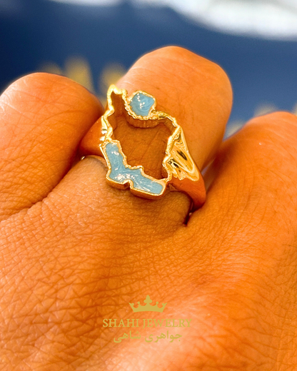 18K Gold Persian Map Ring