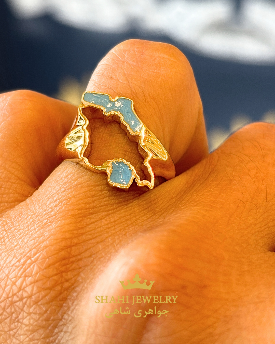 18K Gold Persian Map Ring