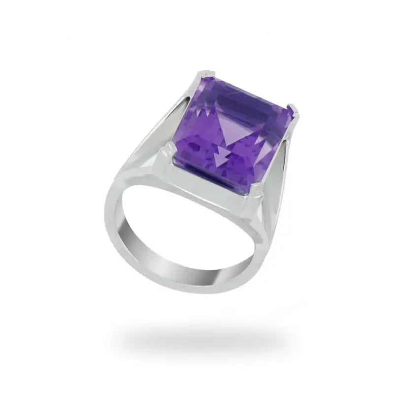 Amethyst Ring In 14K White Gold For Women