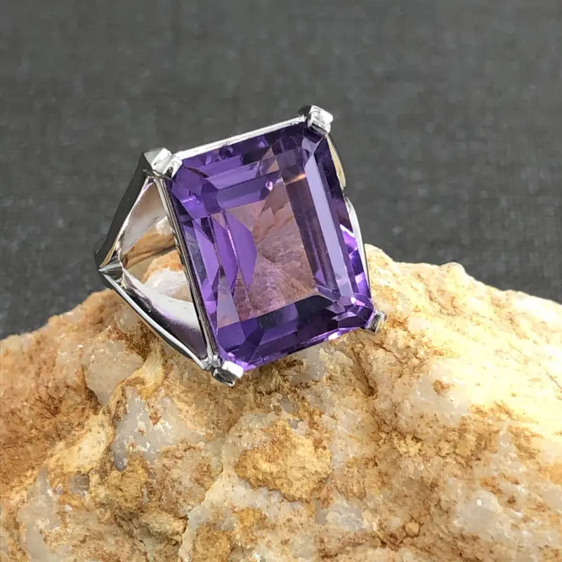 Amethyst Ring In 14K White Gold For Women