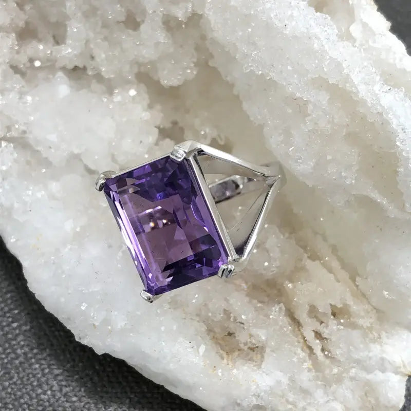 Amethyst Ring In 14K White Gold For Women