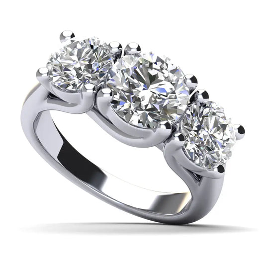 Three Stone Swirl Lab Grown Diamond Engagement Ring - 14K