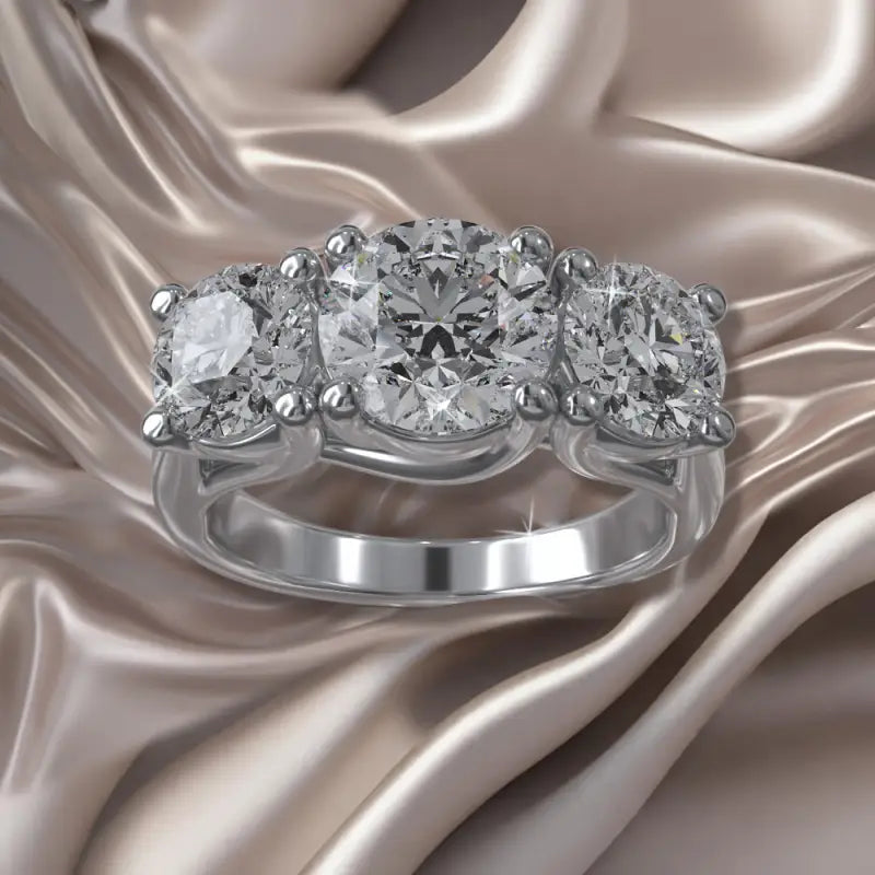 Three Stone Swirl Lab Grown Diamond Engagement Ring